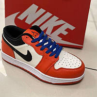 Кроссовки мужские Nike Air Jordan 1 low (orange) демисезонная кожа