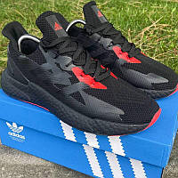 Мужские кроссовки Adidas X9000 L3 CORE black/red текстильные сетка легкие