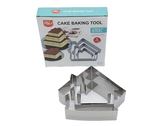 Металева кондитерська форма для випічки і збірки тортів в наборі 3 штуки Будиночок H 4,5 cm