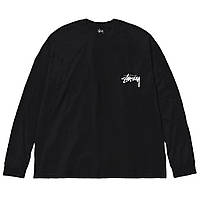 Чорний лонгслів Stussy Spray Logo унісекс Стуссі Стассі