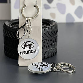 Брелок скляний автомобільний "Hyundai", круглий, Брелок автомобильнный "Хюндай"