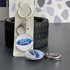 Брелок скляний автомобільний "Ford", круглий, Брелок автомобильнный "Форд"
