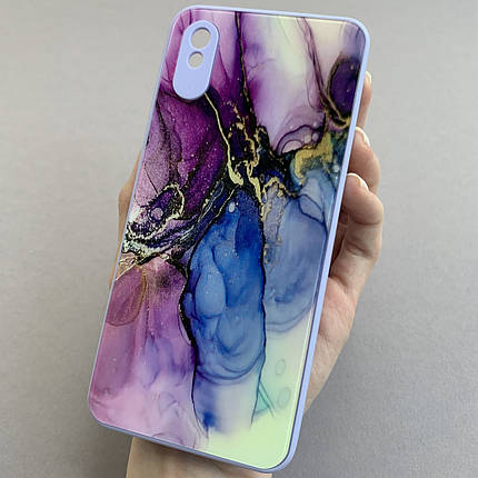 Чохол для Xiaomi Redmi 9A чохол бузковий мармур із захистом камери на телефон сяомі редмі 9а q7k, фото 1