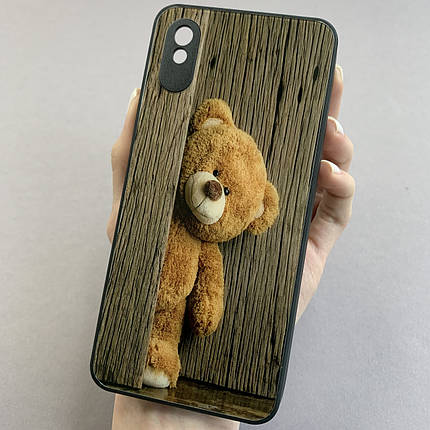 Чохол для Xiaomi Redmi 9A чохол з ведмедиком із захистом камери на телефон сяомі редмі 9а чорний q7k, фото 1