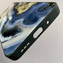 Чохол для Xiaomi Redmi 9A мармуровий чохол із захистом камери на телефон сяомі редмі 9а чорний із синім q7k, фото 5