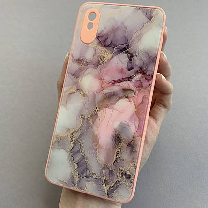 Чохол для Xiaomi Redmi 9A мрамуровий  чохол із захистом камери на телефон сяомі редмі 9а персиковий q7k, фото 1