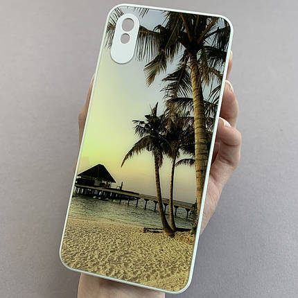 Чохол для Xiaomi Redmi 9A чохол з пальмами із захистом камери на телефон сяомі редмі 9а білий q7k, фото 1