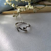 Кольцо серебряное женское колечко Милая Кошечка без камней 17 размер серебро 925 пробы Родированное 1.20г 4099