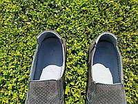 Мокасины мужские 45 размер кожаные туфли с перфорацией серые без резинки слипоны макасины летние в дырочку