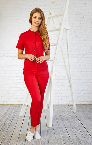 Жіночий медичний костюм Черрі червоний - Костюм косметолога, фото 1