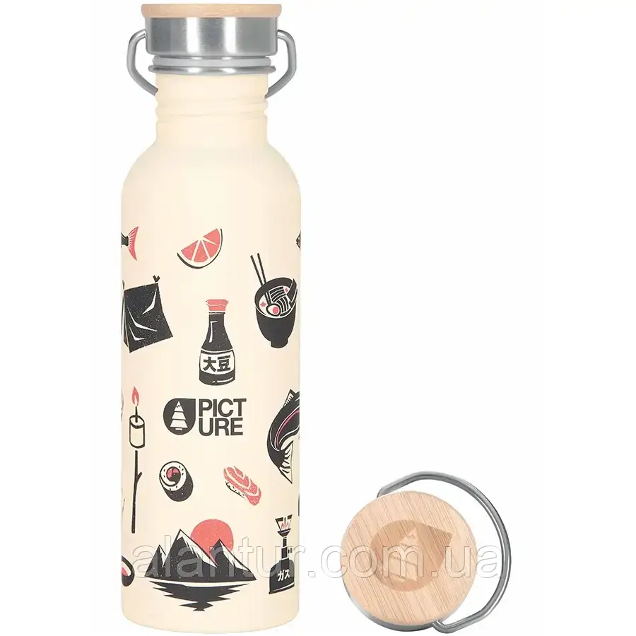 Фляга Picture Organic Hampton 750 мл з нержавної сталі, без BPA, зручна кришка з карабіном, фото 1