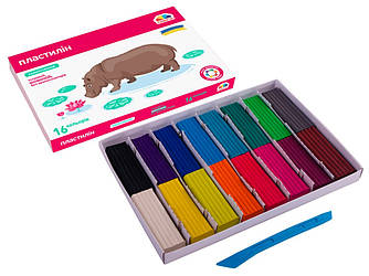 200314 Пластилін Гамма 16 кольорів, 256 г, зі стеком