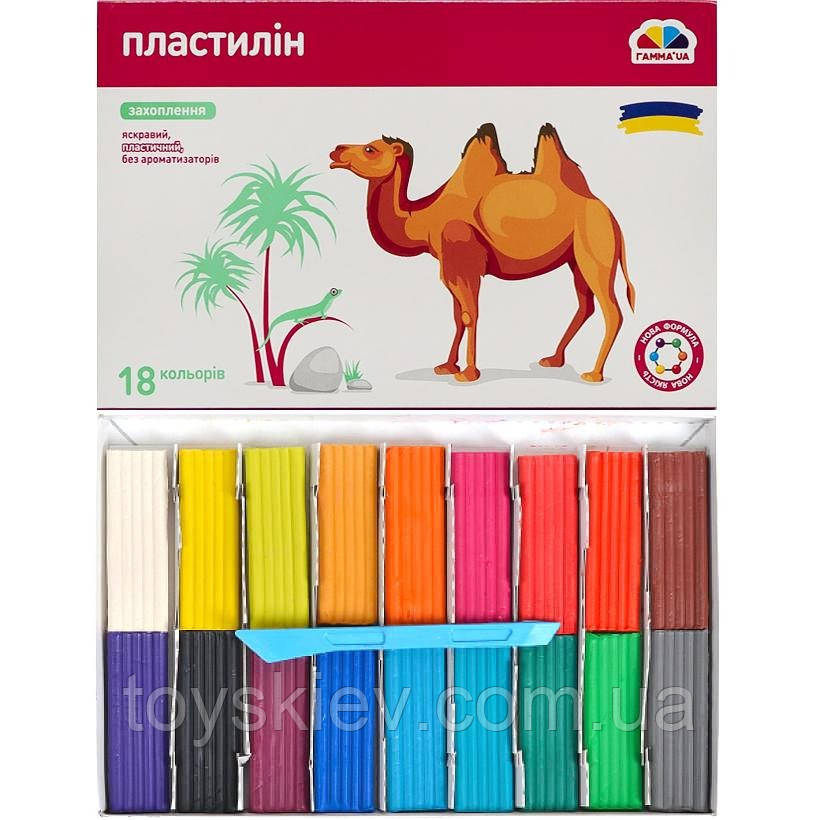 200315 Пластилін Гамма 18 кольорів, 288 г, зі стеком, у коробці
