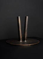 Підлоговий тримач для двох прапорів у кабінет з металу, мідний патина