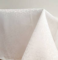 Ткань для скатертей вьюнок жаккард молочный для пошива столового белья, скатертей, салфеток, раннеров