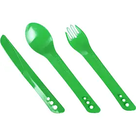 Набір столових приборів Lifeventure Ellipse Cutlery зелений – виделка, ложка, ніж, без BPA, ергономічний дизайн.