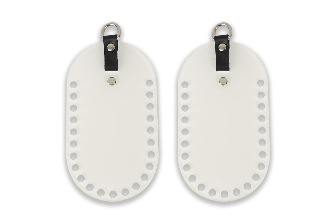 Акрилові сумочні боковинки, 18*10см, білі, чорна шльовка, фото 1