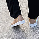 Шкіряні літні жіночі мокасини темно-бежевого кольору, фото 2