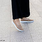 Шкіряні літні жіночі мокасини темно-бежевого кольору, фото 3