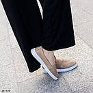 Шкіряні літні жіночі мокасини темно-бежевого кольору, фото 4