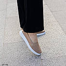 Шкіряні літні жіночі мокасини темно-бежевого кольору, фото 5