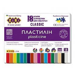 6235 Пластилін CLASSIC 18 кольорів, 360 грамів