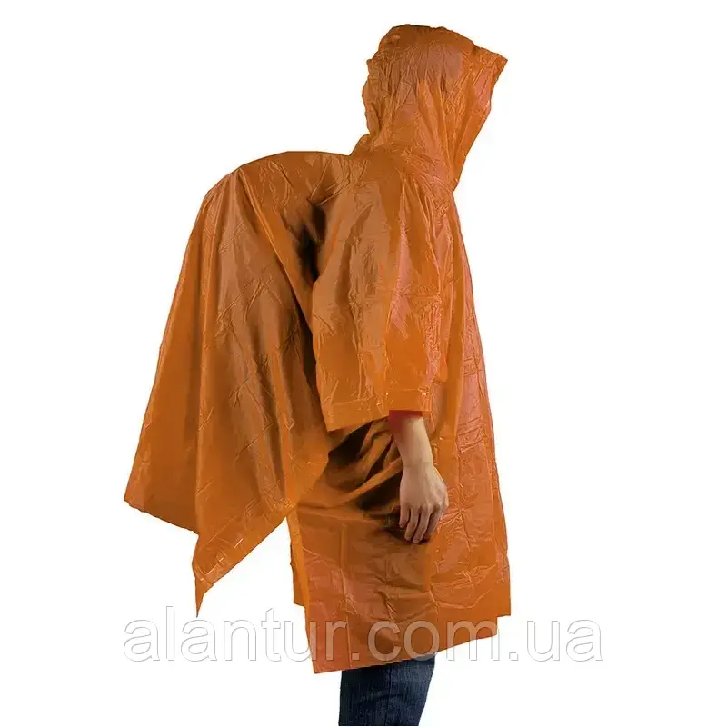 AceCamp пончо Vinyl Rain Poncho оранжеве, водонепроникне, універсальний розмір, з кнопками