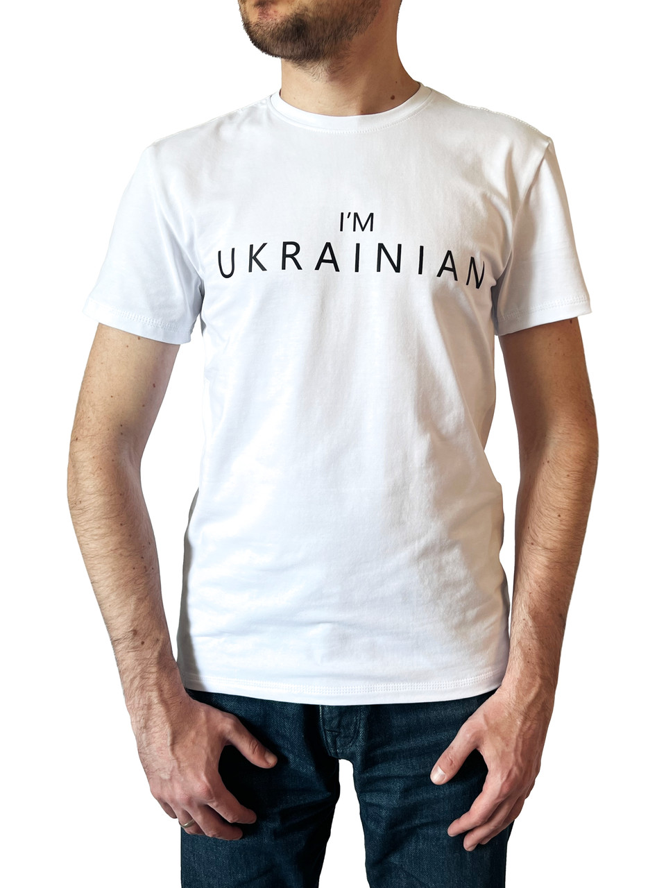 Футболка патріотична літня чоловіча біла Я Українець, якісні бавовняні чоловічі футболки