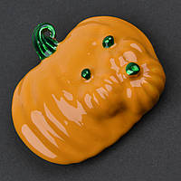 Брошка металева на золотистій основі жовтогаряча гарбуза покрита кольоровою емаллю розмір 45Х50 мм