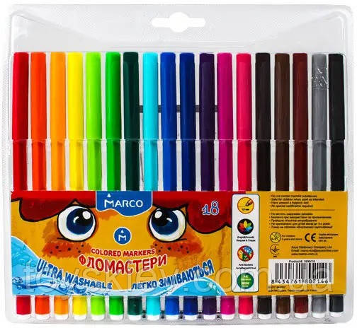 1690-18 Фломастери на 18 кольорів, фото 1