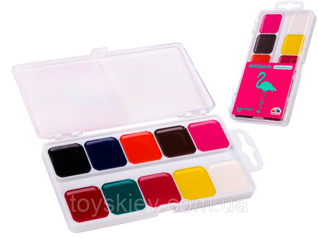 200104 Акварель 10 кольорів н/сух, без пензлика, фото 1