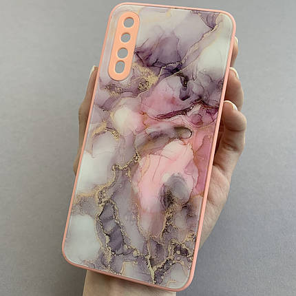 Чохол для Samsung Galaxy А50s мрамуровий чохол із захистом камери на телефон самсунг а50с персиковий q7k, фото 1