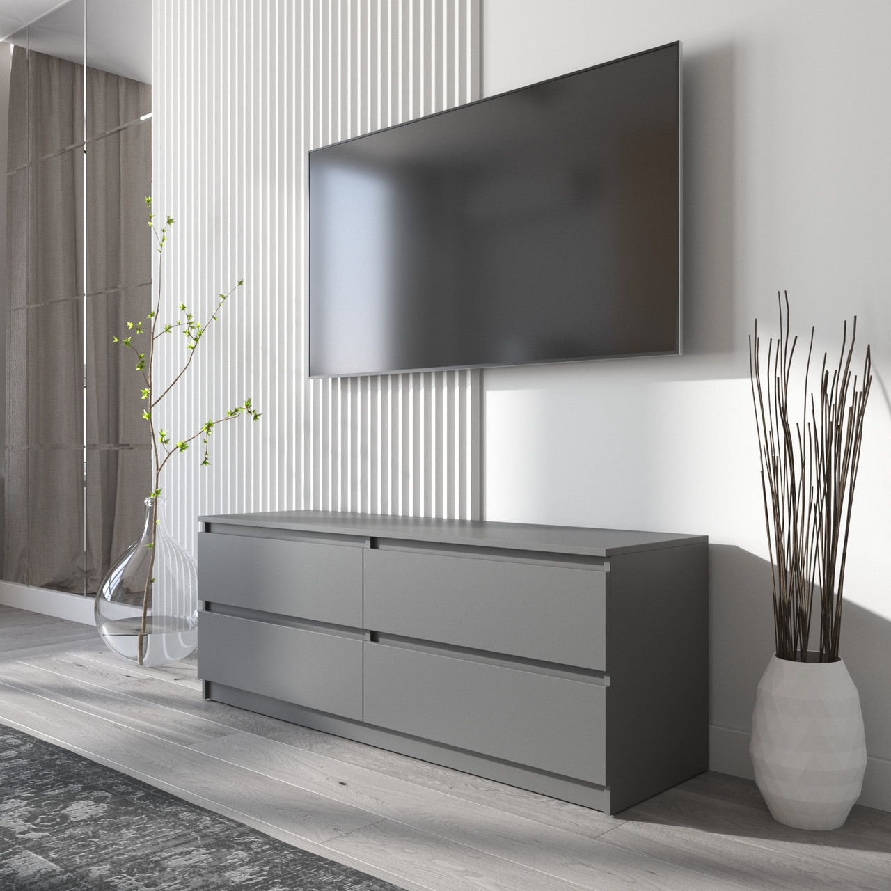 Тумба ТВ на 4 висувних шухляди з фасадами без ручок R-6