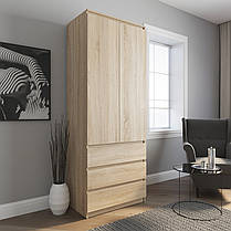 Шафа для одягу зі штангою на 3 висувних шухляди з фасадами без ручок R-9, фото 3