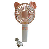 Вентилятор ручний акумуляторний DianDi Mini Fan SQ-2163 з USB-зарядкою та складною ручкою Рожевий, фото 3