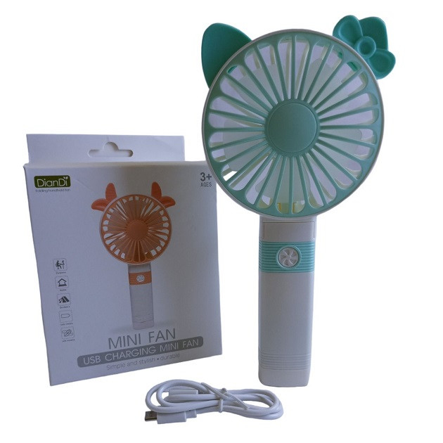 Вентилятор ручний акумуляторний DianDi Mini Fan SQ-2163 з USB-зарядкою та складною ручкою Блакитний