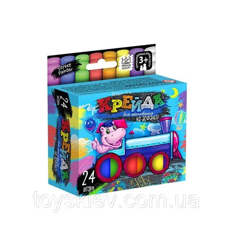 Мел для малювання на асфальті 24 шт., 8 кольорів Danko Toys