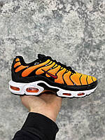 Чоловічі кросівки Nike Air Max TN+ Black Orange (чорні з жовтогарячим) легкі кольорові кроси I800