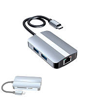 USB 3.0 Type-C - RJ45 Ethernet LAN адаптер і хаб 2x USB 2.0 3.0 SD TF