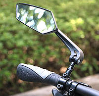 Зеркало заднего вида для велосипеда RideRace. Левое. Регулируемое. Металл крепление, стекло.