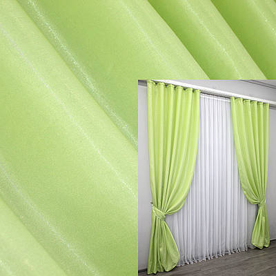 Атласні штори (2шт. 1,5х2,7м.), монорей. Колір салатовий. Код 803ш 30-590