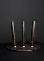 Тримач для трьох прапорів для підлоги в кабінет з металу, мідний патина