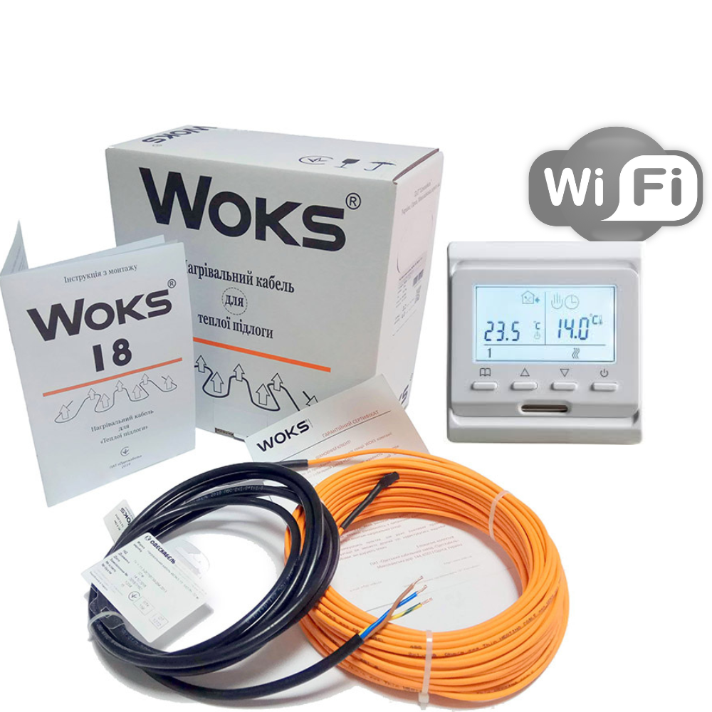 4,8 м2 WOKS-18 Комплект кабельної теплої підлоги під плитку з Е51 Wi-Fi