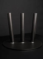 Підлоговий тримач для трьох прапорів в кабінет з металу, чорний