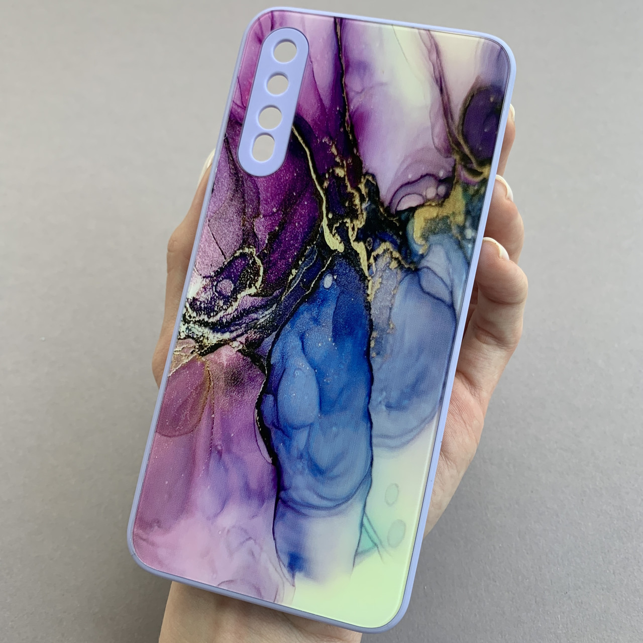 Чохол для Samsung Galaxy A50s чохол бузковий мармур із захистом камери на телефон самсунг а50с q7k