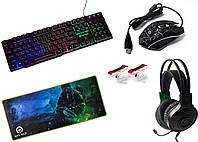 Ігровий комплект 5в1 - Gaming Combo AVAtech (клавіатура, мишка, килимок, гарнітура, тригер)