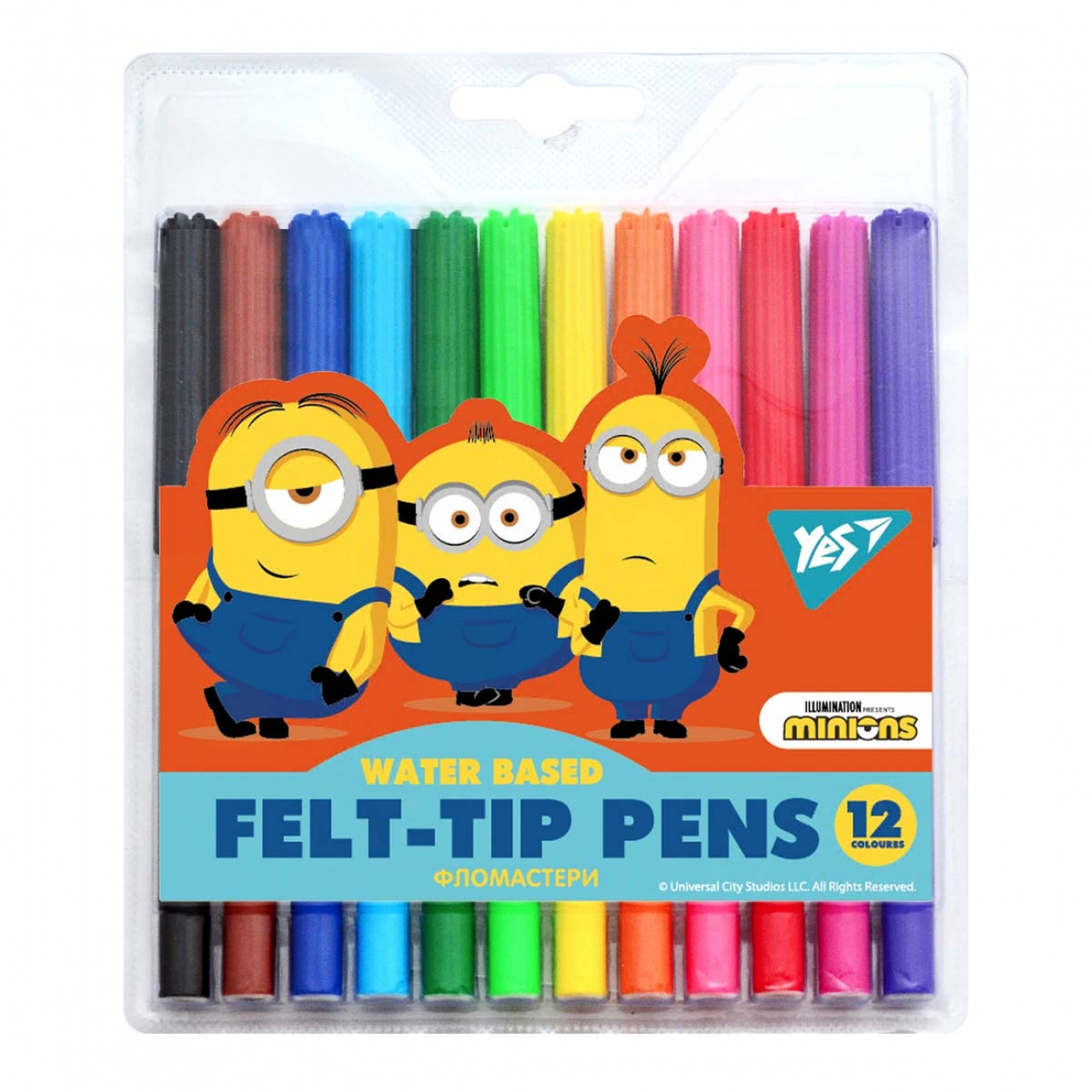 Фломастери YES 12 кольорів Minions (650531)