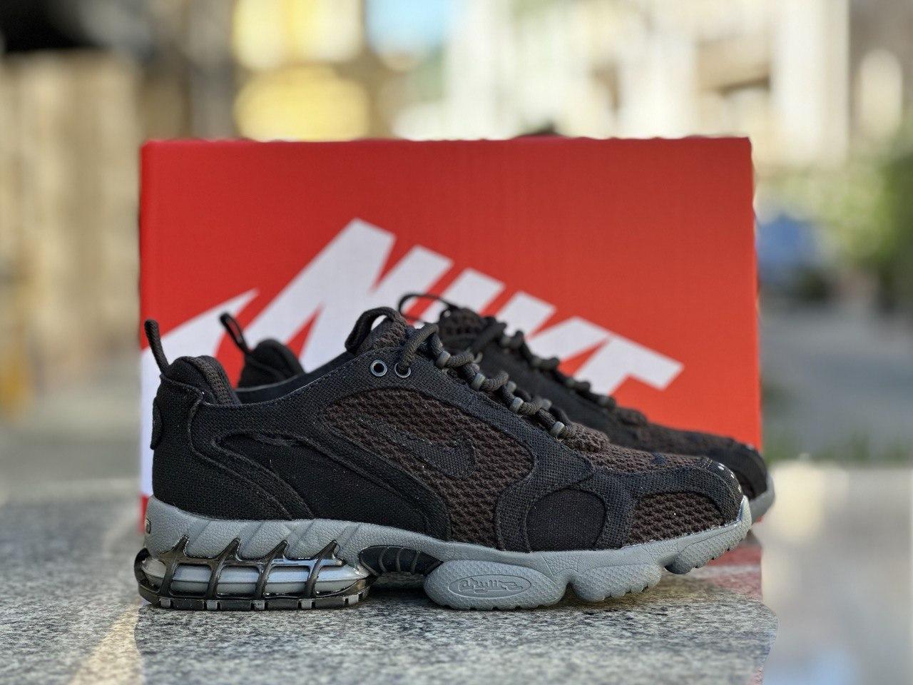 Чоловічі кросівки Nike Air Zoom Spiridon Cage 2 Stussy Black (Чорні) Взуття Найк Зум Спірідон текстиль сітка, фото 1