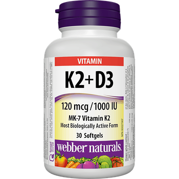 Webber Naturals - Vitamin K2 + D3 120 mcg/1000IU (30 softgels)