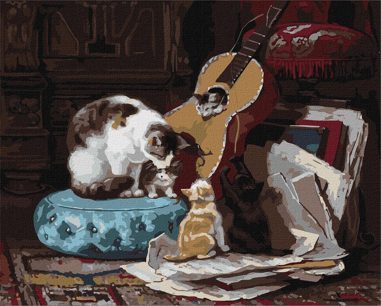 Картина за номерами Родина котиків музикантів 40х50 Ідейка (KHO4493), фото 1